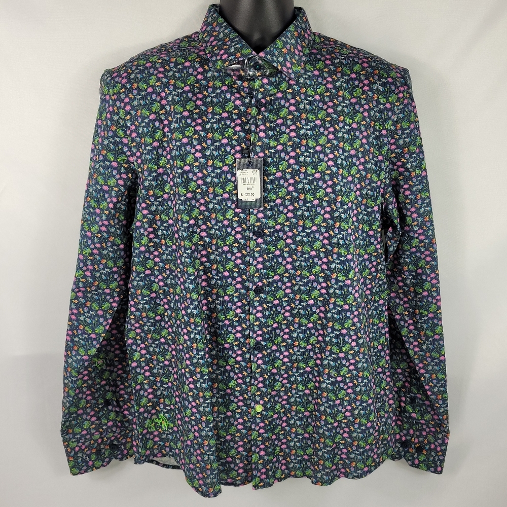 John Lennon Collection Retro Long Sleeve Button-Up Dress Shirt size Mens Large